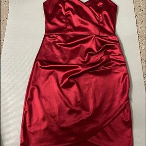 Red silky dress